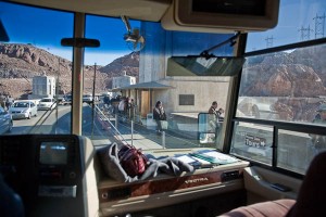 RV going over Hoover Dam