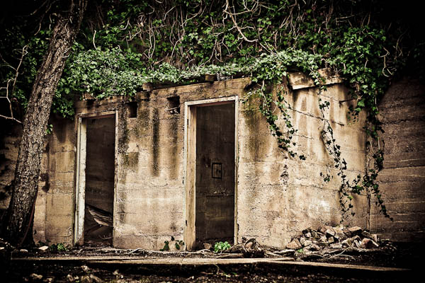 doors in cement building in bisbee