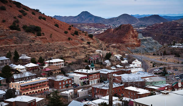 photo of downtown bisbee from above