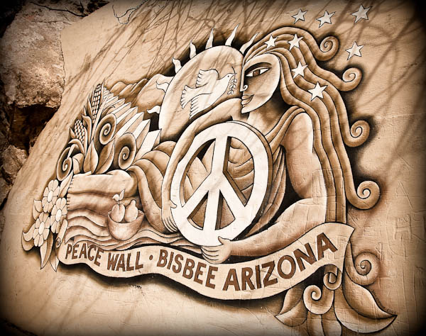 bisbee hippies peace wall