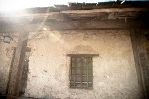 window in wall at San Juan Mission San Antonio