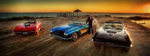 classic corvettes on the beach