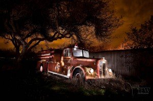 HDR Photograph of fire truck painted with light
