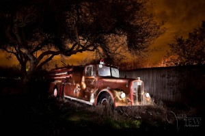 HDR Photograph of fire truck painted with light