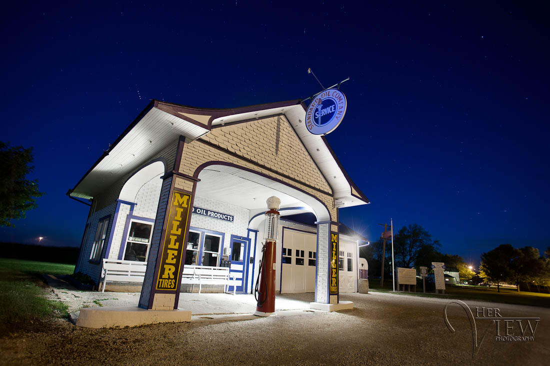 Odell gas station on Route 66 in HDR